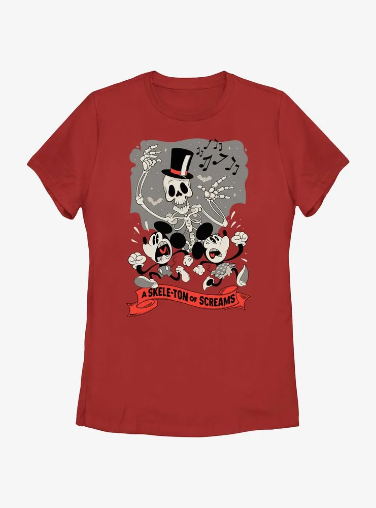 Disney Mickey Mouse A Skele-Ton of Screams Womens T-Shirt