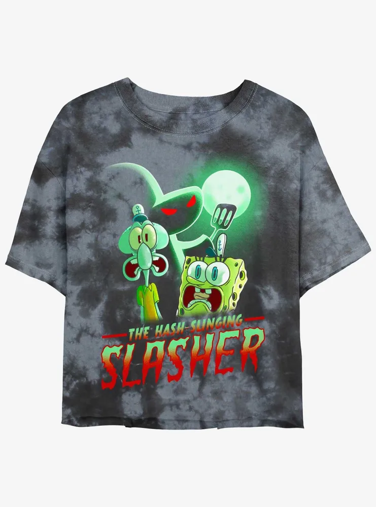 Spongebob Squarepants Hash Slinging Slasher Womens Tie-Dye Crop T-Shirt