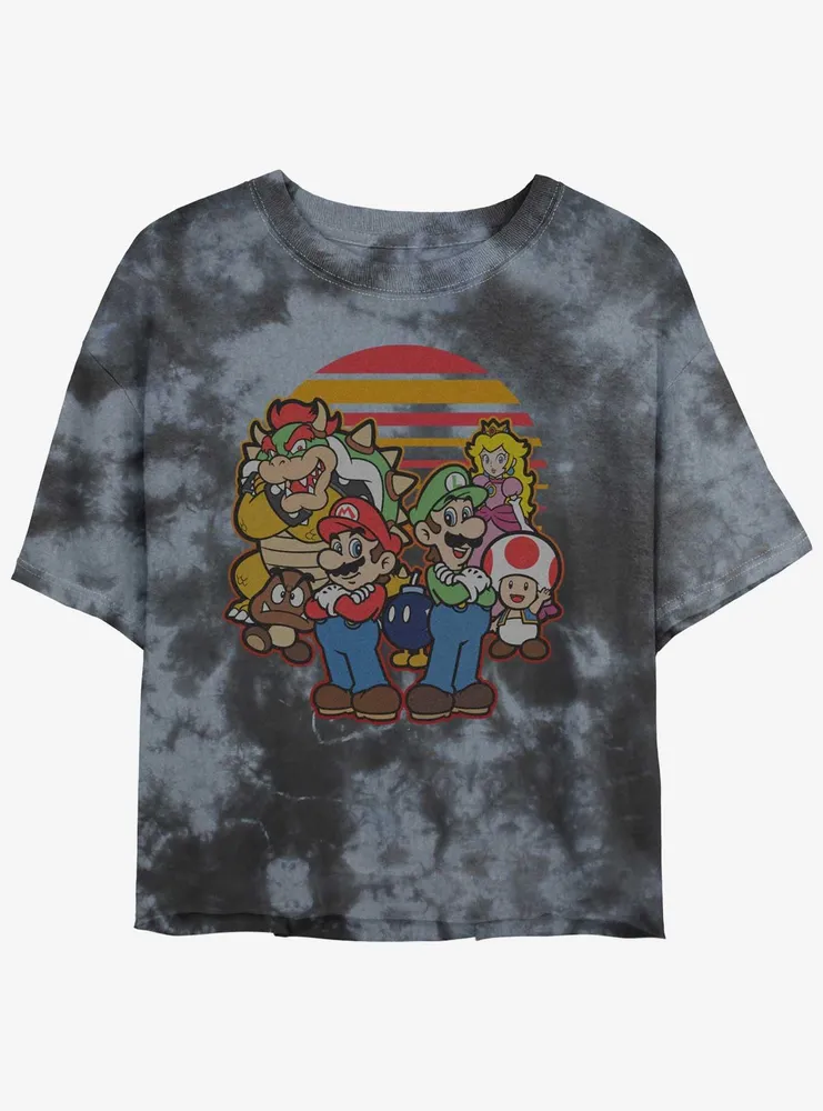 Nintendo Mario And Friends Womens Tie-Dye Crop T-Shirt