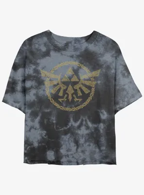 Zelda Hyrule Crest Womens Tie-Dye Crop T-Shirt