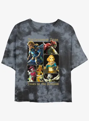 Nintendo Tears of the Kingdom Character Lineup Womens Tie-Dye Crop T-Shirt