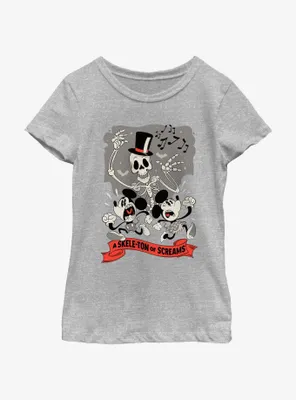 Disney Mickey Mouse A Skele-Ton of Screams Youth Girls T-Shirt