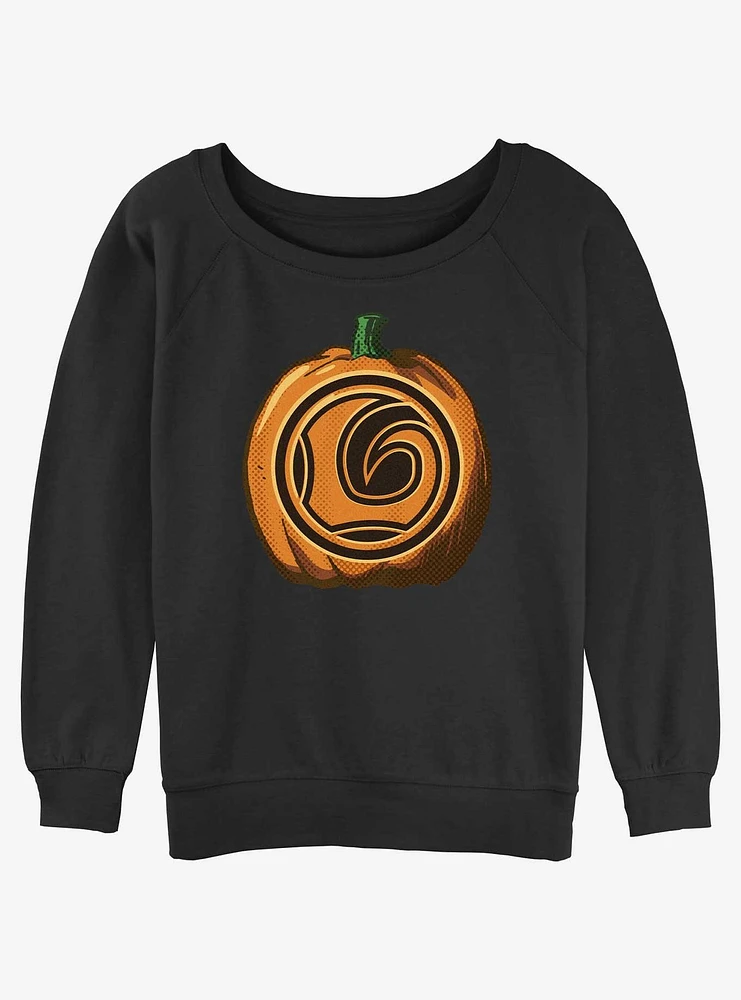 Marvel Loki Jack-O-Lantern Pumpkin Girls Slouchy Sweatshirt