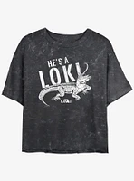 Marvel Loki Alligator He's A Girls Mineral Wash Crop T-Shirt