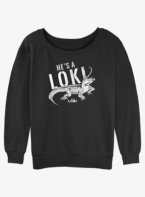 Marvel Loki Alligator He's A Girls Slouchy Sweatshirt