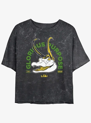 Marvel Loki Alligator Glorious Purpose Girls Mineral Wash Crop T-Shirt