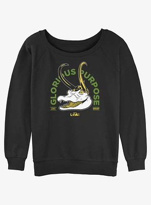 Marvel Loki Alligator Glorious Purpose Girls Slouchy Sweatshirt