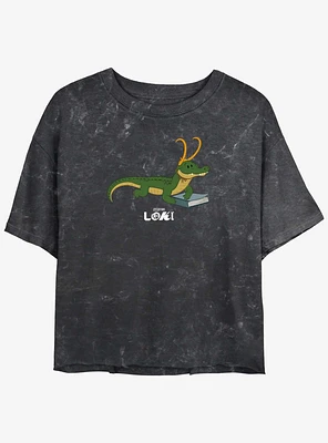Marvel Loki Alligator Hero Girls Mineral Wash Crop T-Shirt