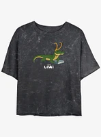 Marvel Loki Alligator Hero Girls Mineral Wash Crop T-Shirt