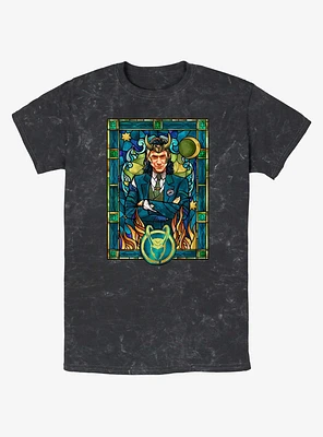 Marvel Loki President Glass Portrait Mineral Wash T-Shirt