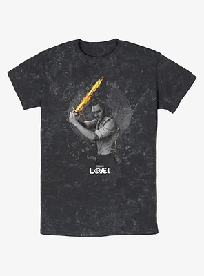 Marvel Loki Laevateinn Flaming Sword Mineral Wash T-Shirt