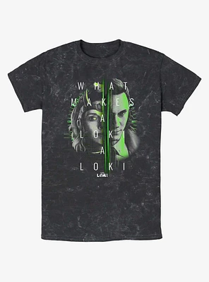 Marvel Loki Sylvie and Split Portrait Mineral Wash T-Shirt
