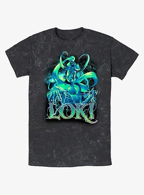 Marvel Loki Lightning Mineral Wash T-Shirt