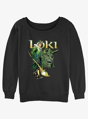 Marvel Loki Mischievous Grin Girls Slouchy Sweatshirt