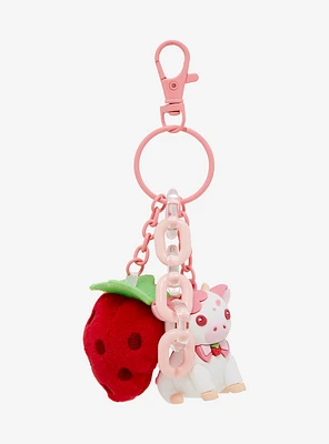 Strawberry Cow Multi-Charm Keychain