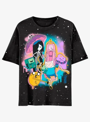 Adventure Time Group Splatter Boyfriend Fit Girls T-Shirt