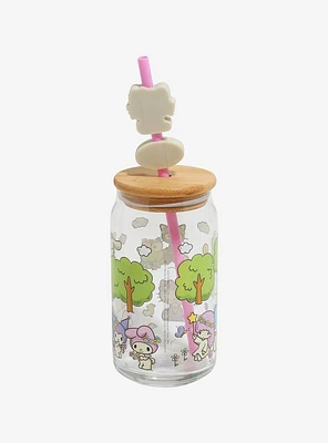 Hello Kitty And Friends Flower Crowns Lidded Glass Tumbler