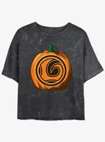 Marvel Loki Jack-O-Lantern Pumpkin Womens Mineral Wash Crop T-Shirt