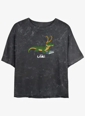 Marvel Loki Alligator Hero Womens Mineral Wash Crop T-Shirt