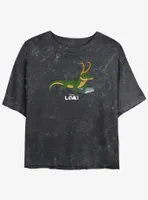 Marvel Loki Alligator Hero Womens Mineral Wash Crop T-Shirt