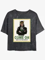 Marvel Loki President Poster Womens Mineral Wash Crop T-Shirt