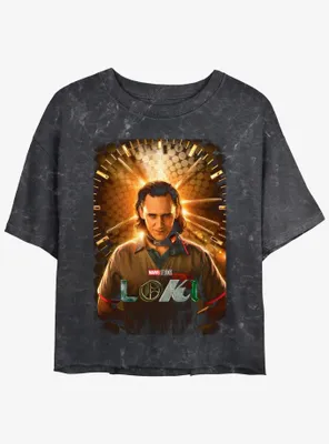 Marvel Loki Arc Poster Womens Mineral Wash Crop T-Shirt