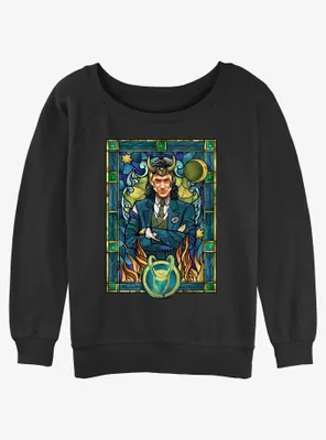 Marvel Loki President Glass Portrait Womens Slouchy Sweatshirt