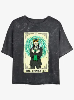 Marvel Loki Trickster Tarot Womens Mineral Wash Crop T-Shirt