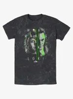 Marvel Loki Sylvie and Split Portrait Mineral Wash T-Shirt