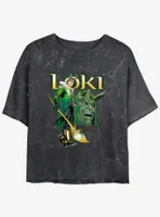 Marvel Loki Mischievous Grin Womens Mineral Wash Crop T-Shirt