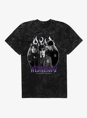 Wednesday A Little Ray Of Jet Black Mineral Wash T-Shirt