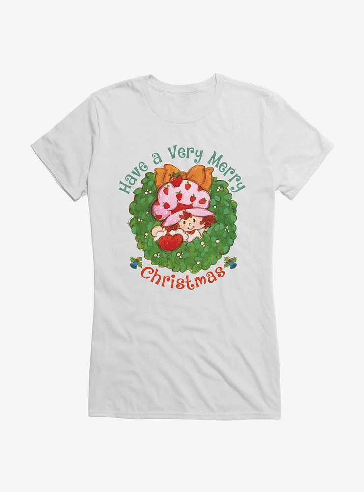 Strawberry Shortcake Merry Christmas Wreath Girls T-Shirt