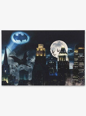 DC Comics Batman Bat Signal Over Gotham City Canvas Wall Decor