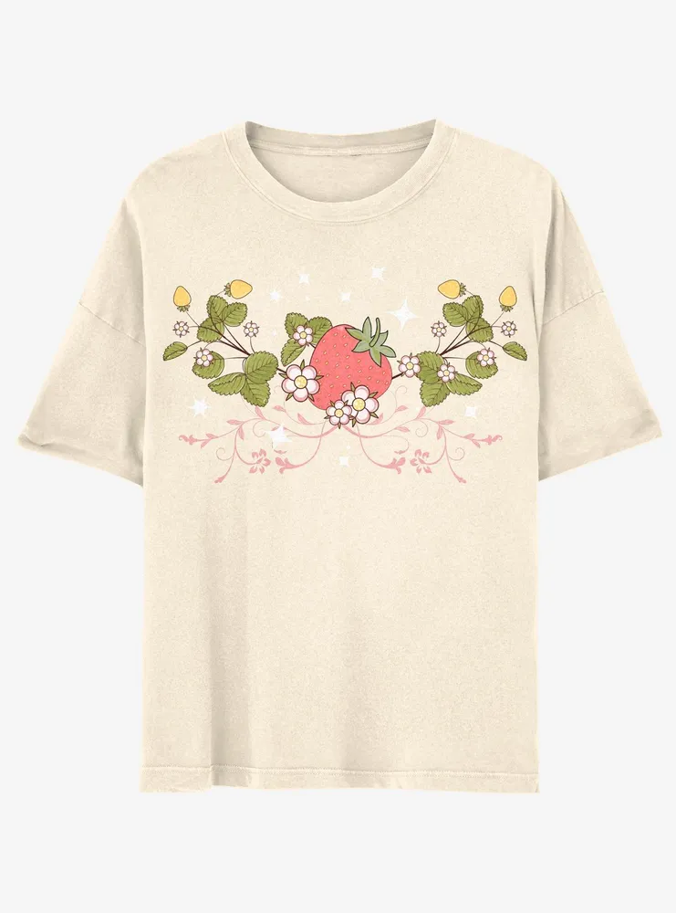 Strawberry Vines Boyfriend Fit Girls T-Shirt