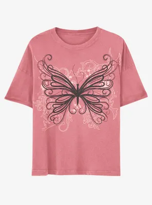 Ornate Butterfly Boyfriend Fit Girls T-Shirt
