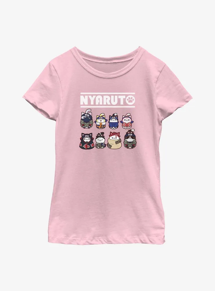 Naruto Nyaruto Cat Lineup Youth Girls T-Shirt