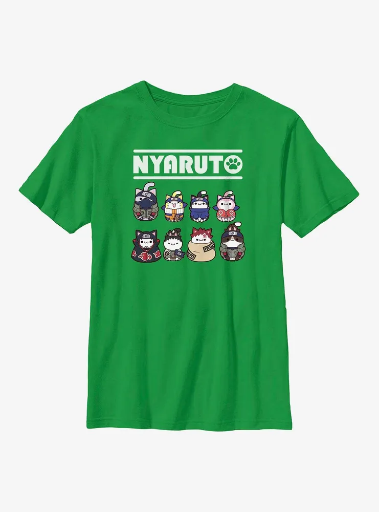 Naruto Nyaruto Cat Lineup Youth T-Shirt