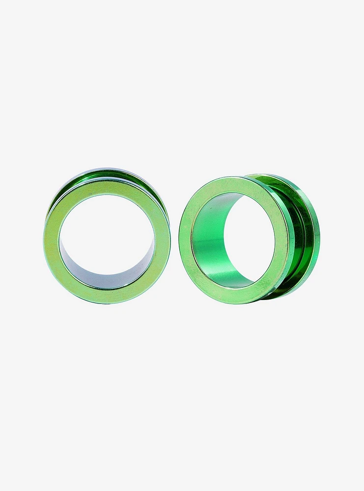 Steel Anodized Green Eyelet Plug 2 Pack