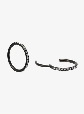 18G Steel Black CZ Hinged Clicker 2 Pair