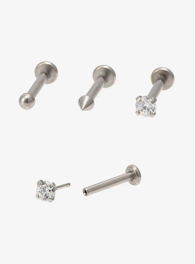 16G Steel Silver Basic Labret Stud 3 Pack