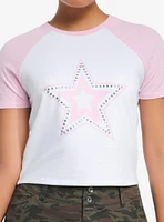 Sweet Society Rhinestone Star Girls Crop Baby Raglan T-Shirt