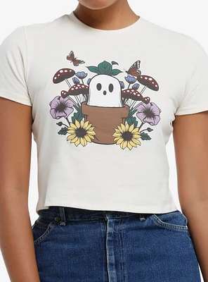 Thorn & Fable Ghost Flowers Girls Crop T-Shirt