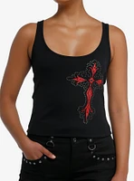 Social Collision Bedazzled Gothic Cross Girls Tank Top