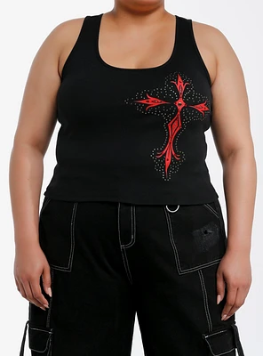 Social Collision Bedazzled Gothic Cross Girls Tank Top Plus