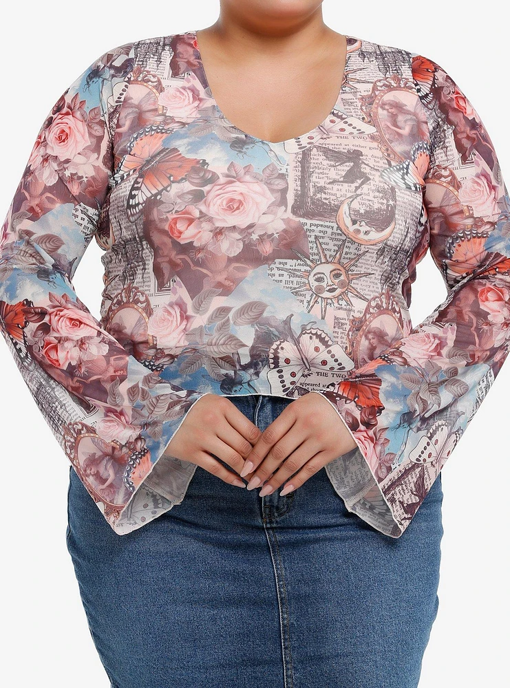 Thorn & Fable Celestial Paintings Bell Sleeve Girls Top Plus