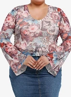 Thorn & Fable Celestial Paintings Bell Sleeve Girls Top Plus