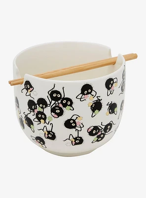 Studio Ghibli Spirited Away Soot Sprites Allover Print Ramen Bowl with Chopsticks