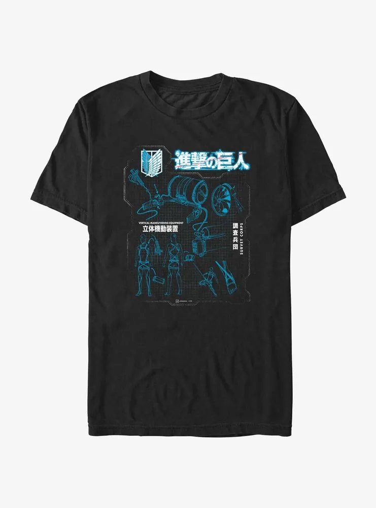 Attack on Titan Maneuver Gear Blueprint T-Shirt