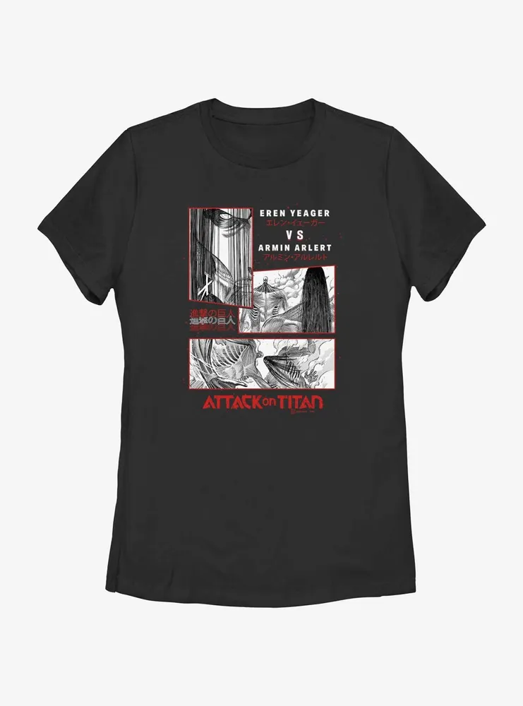 Attack on Titan Eren vs Armin Womens T-Shirt