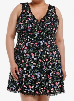 Thorn & Fable Butterfly Floral Lace Babydoll Dress Plus